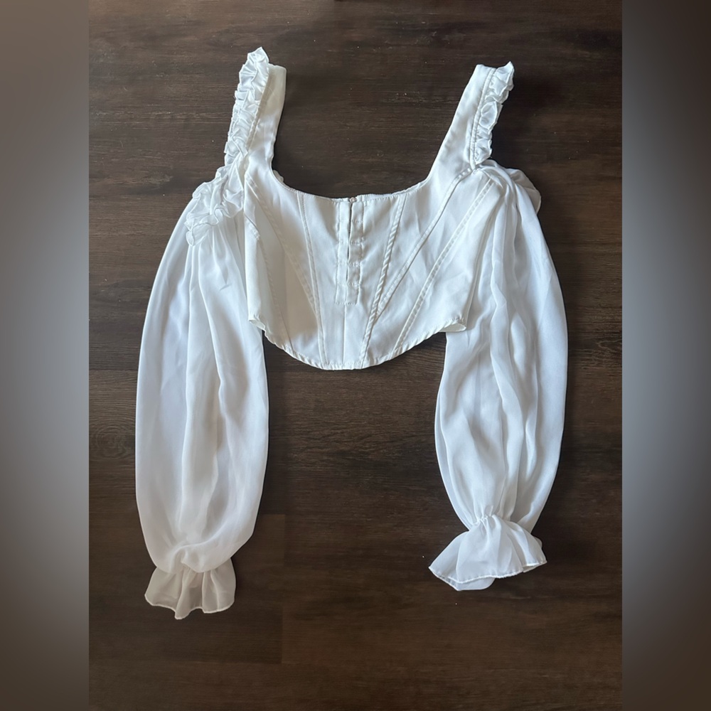 White Sleeve Corset Top